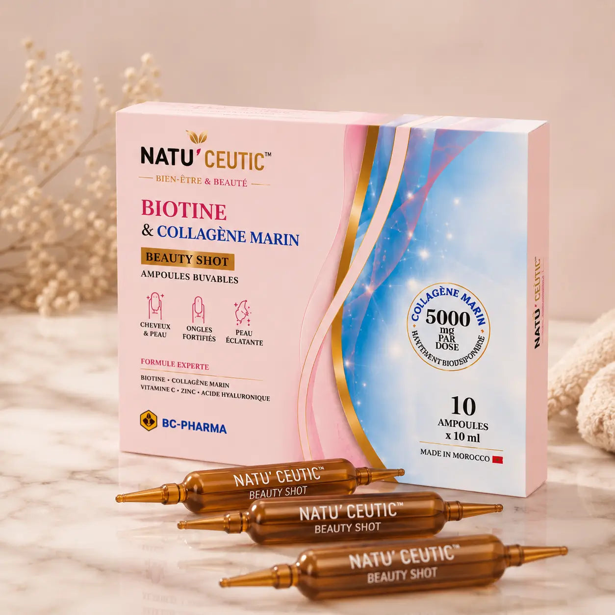 Beauty shot - Ampoule Biotine & Collagène Marin Natuceutic