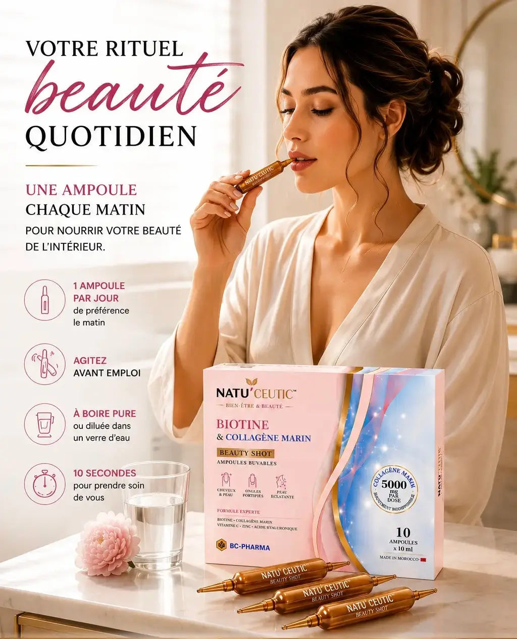 Beauty shot - Ampoule Biotique & Collagène Marin Natuceutic
