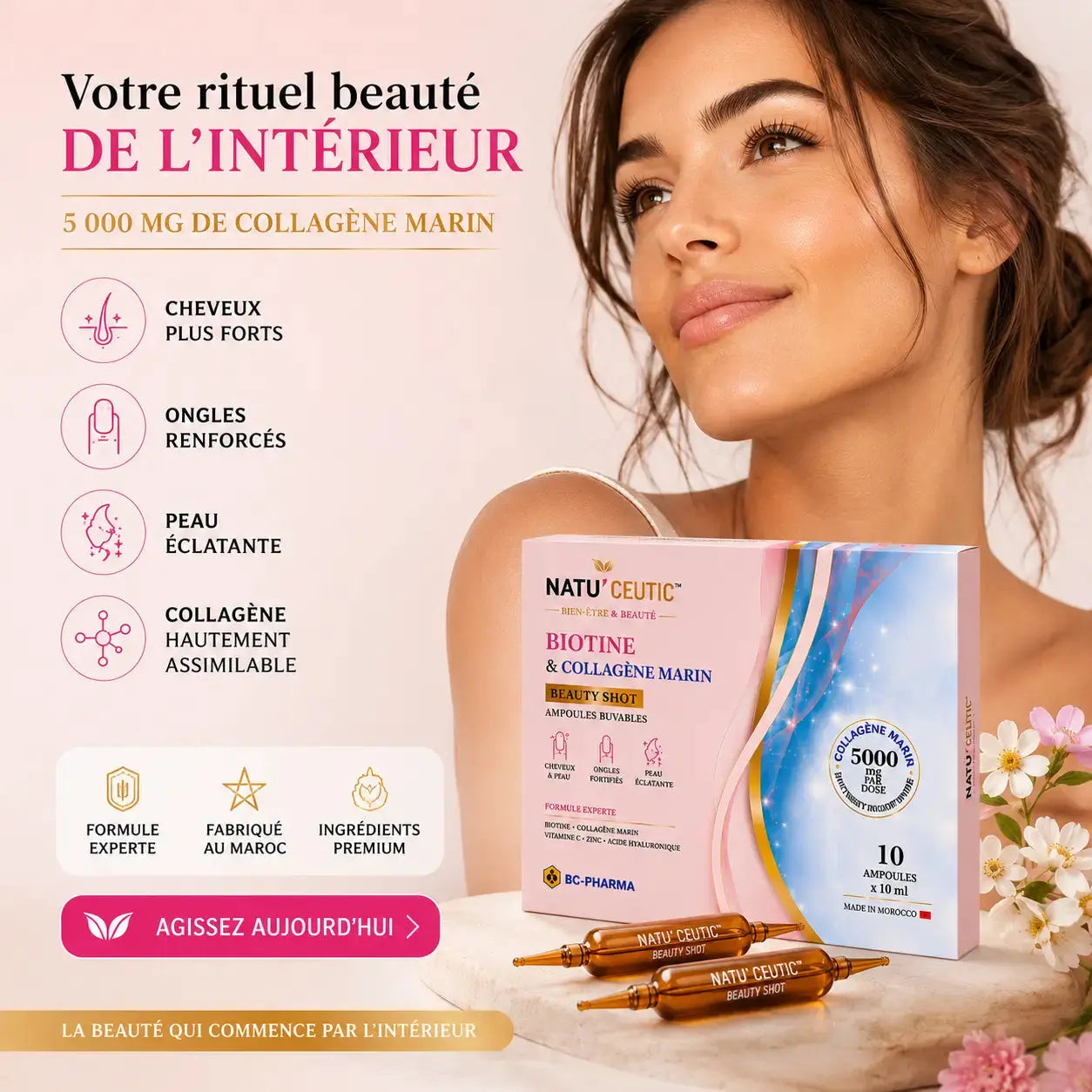 Beauty shot - Ampoule Biotique & Collagène Marin Natuceutic